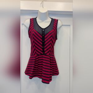 Pins & Needles Red and Navy Striped Peplum Tank. M. NWOT